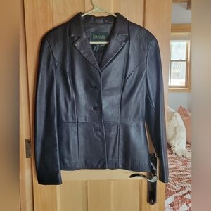 Danier Navy Leather Blazer